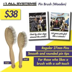 #1 All Systems 27mm Pin Wooden Pet Brush (White Pad)