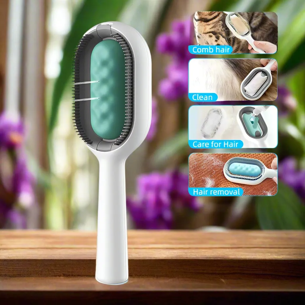 4-in-1 Pet Brush: Grooming, Cleaning, Massaging, and Fur Removal Tool for Dogs and Cats