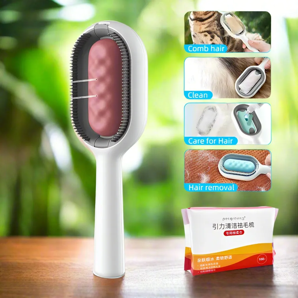 4-in-1 Pet Brush: Grooming, Cleaning, Massaging, and Fur Removal Tool for Dogs and Cats