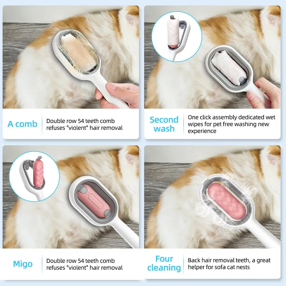 4-in-1 Pet Brush: Grooming, Cleaning, Massaging, and Fur Removal Tool for Dogs and Cats