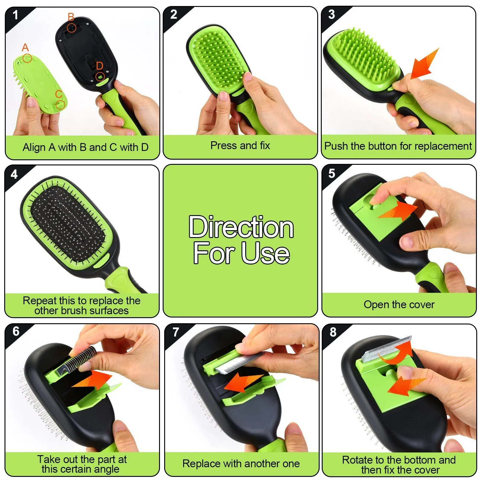 5-in-1 Pet Brush Set Pet Grooming Shedding Massage Combs