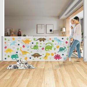 78 Inch Extra Wide Retractable Baby Gate for Large Opening, Child Safety Indoor/Outdoor Retractable Mesh, 34" Tall for Doorways, Stairs, Hallways-Dinosaur