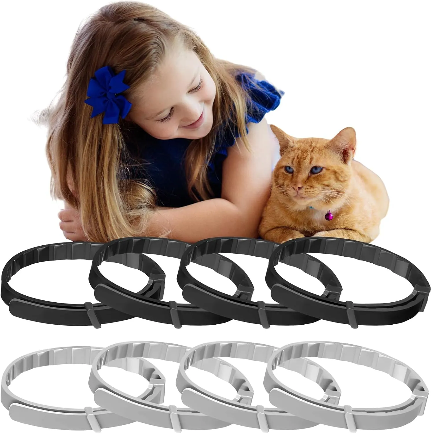 8 Pcs Calming Collar for Cats Pheromone Cat Calming Collar Cat Anxiety Relief and Stress Adjustable Resistant Collars Effectively Ease Cat's Anxiety
