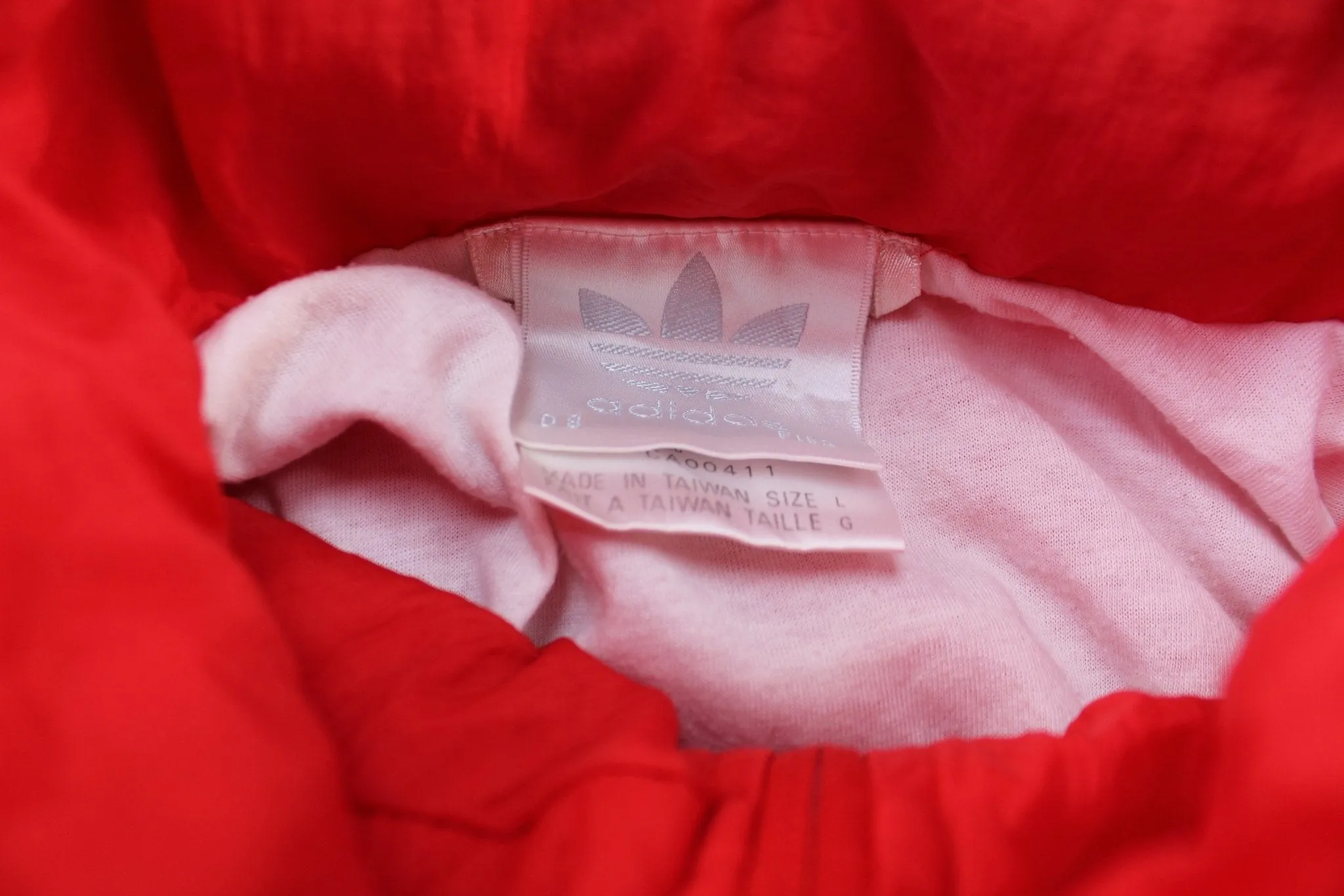 80's Adidas Embroidered Logo Red & White Striped Zip Up Jacket