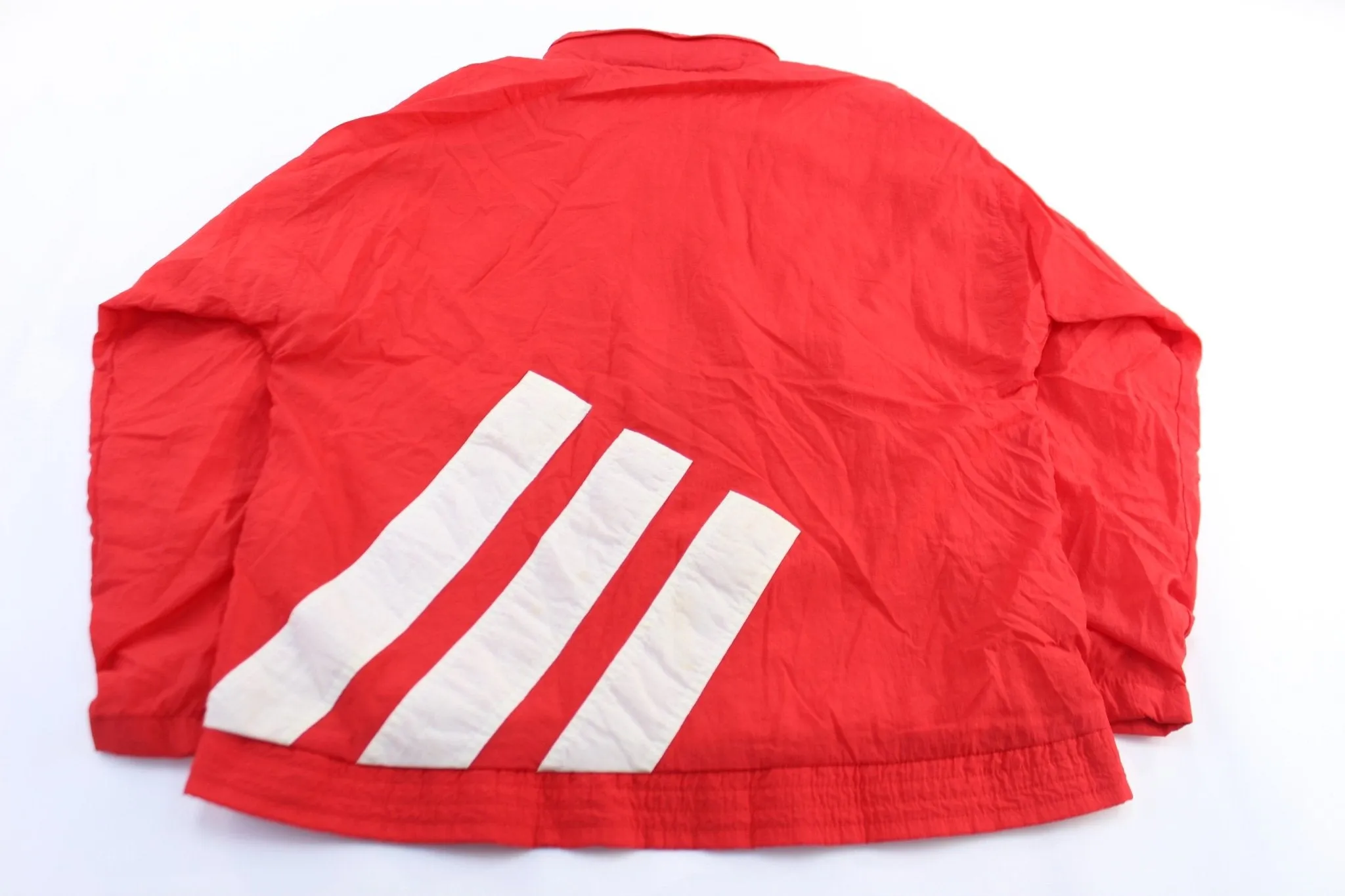 80's Adidas Embroidered Logo Red & White Striped Zip Up Jacket