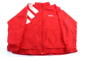 80's Adidas Embroidered Logo Red & White Striped Zip Up Jacket