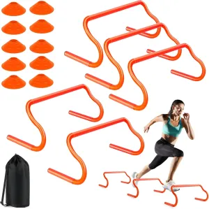 Agility Hurdles Training Equipment - Speed Hurdles and Soccer Cones with Carrying Bag for Soccer, Football, and Track Drills, Ideal for Athletes Speed and Agility Training