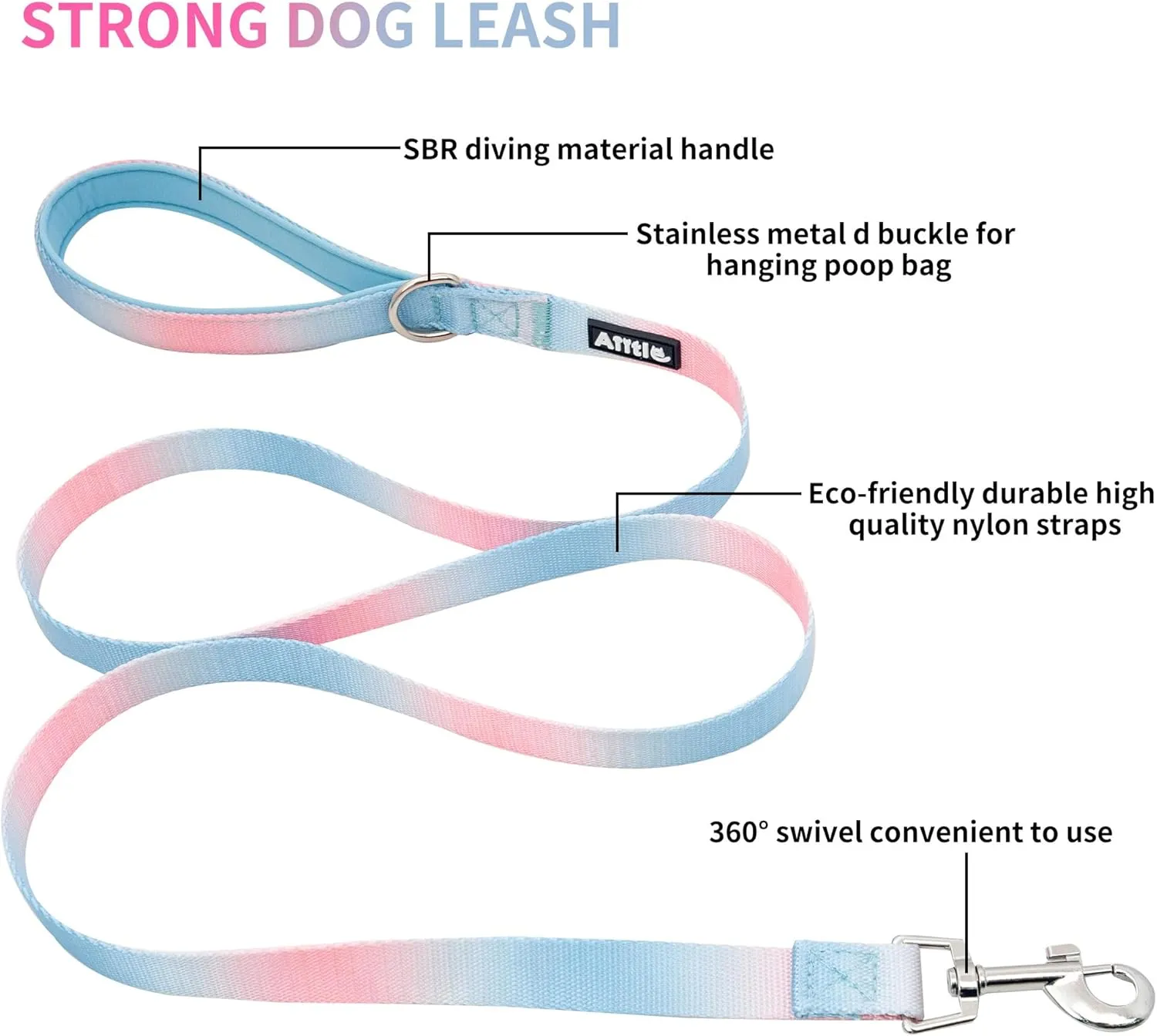 AIITLE No Pull Small Dog Harness and Leash Set- Escape Proof/Quick Fit Dog Halter Harness,Easy for Training Walking- Sturdy Buckle and Double D Ring- Puppy Harness for Small Dogs,Blue-Pink Gradient S