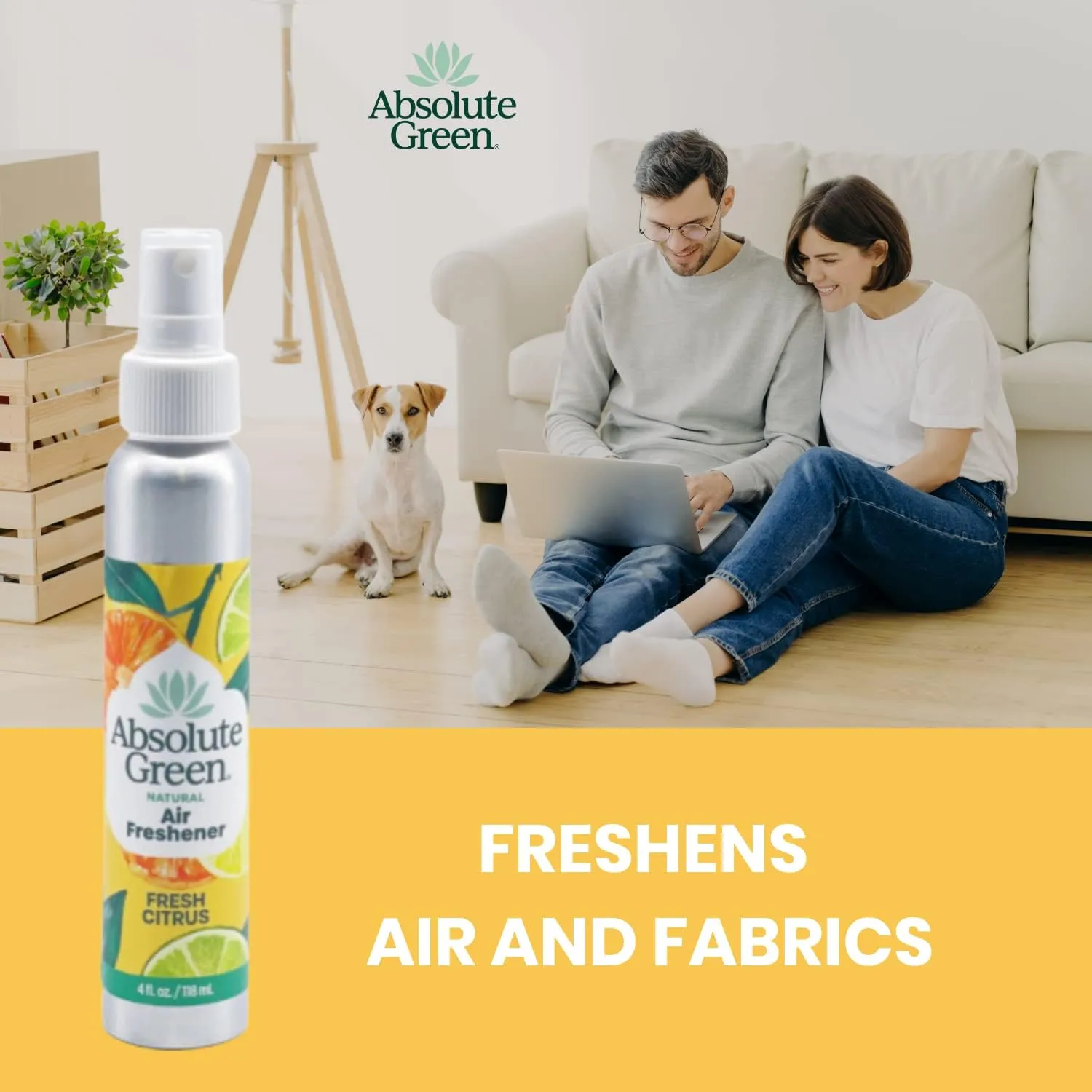 Air Freshener Room Spray, Non-Toxic, Cover Odors, Safe around Kids and Pets, Natural Fresh Citrus Scent 4oz (Pack of 2)