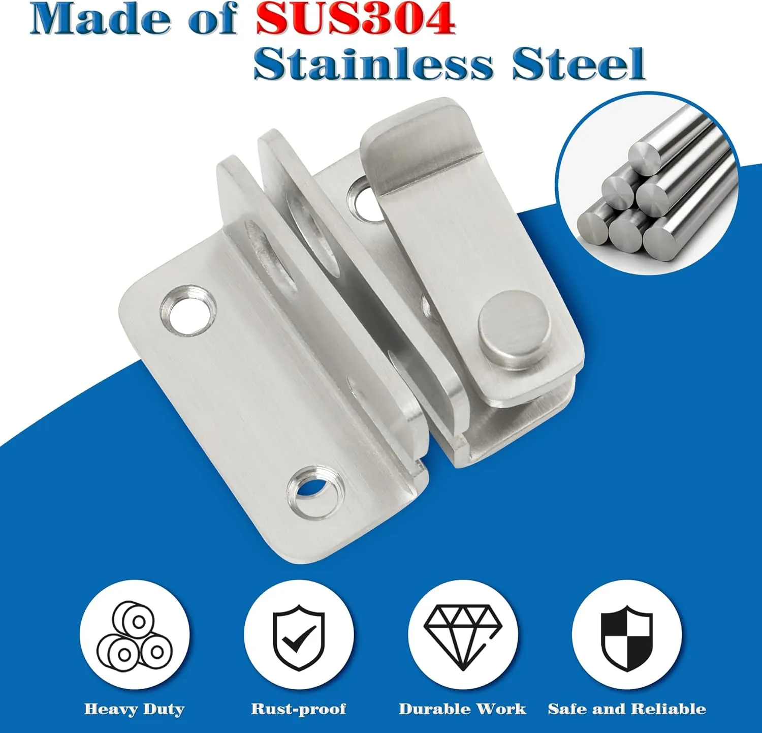Alise Flip Latch,Gate Latches Slide Bolt Latch Safety Door Lock Catch for Barn Cabinet Pet Cage Fence Bathroom Garage Window,Heavy Duty SUS304 Stainless Steel Gate Hardware Locks,Brushed MS5007
