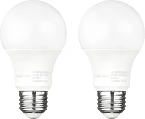 Amazon Basics A19 Dusk to Dawn Sensor LED Outdoor Light Bulb, 60W Equivalent, Energy-Efficient 9W, Daylight 5000K, E26 Base, 10,000 Hours, 2 Count (Pack of 1)
