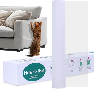 Anti Cat Scratch Furniture Protector - 196.8" x 15.7" Thicken Clear Single Sided Sticky Couch Protector from Cat Claws, Anti-Scratch Protector for Furniture Couch Door Wall