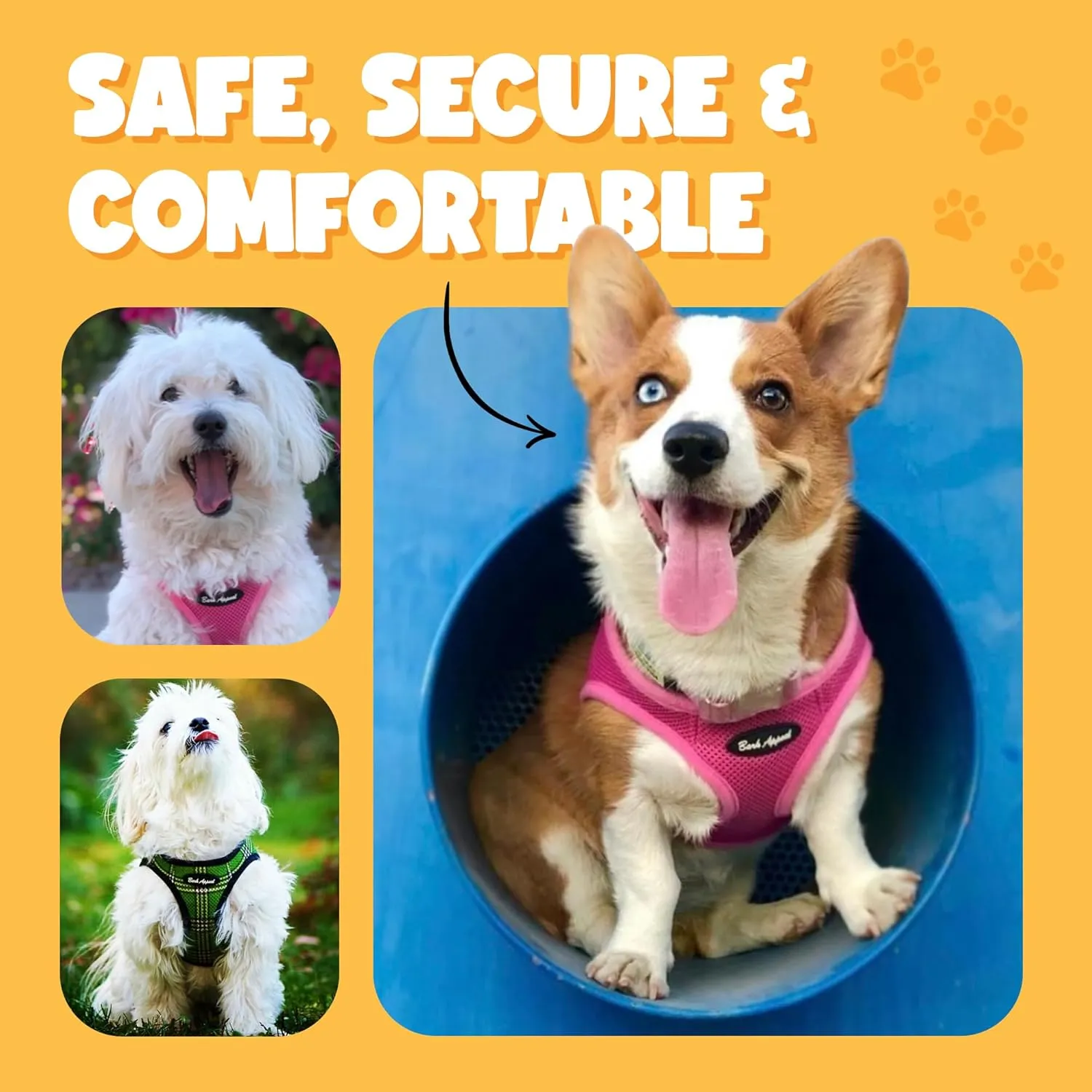 Bark Appeal Blue Hibiscus Step-in Dog Harness for Small-Medium Pets  Updated Sizing, Re-Measuring is Essential  Soft Vest Harness  Anti-Choke with Adjustable Strap & Heavy Duty Clip  M