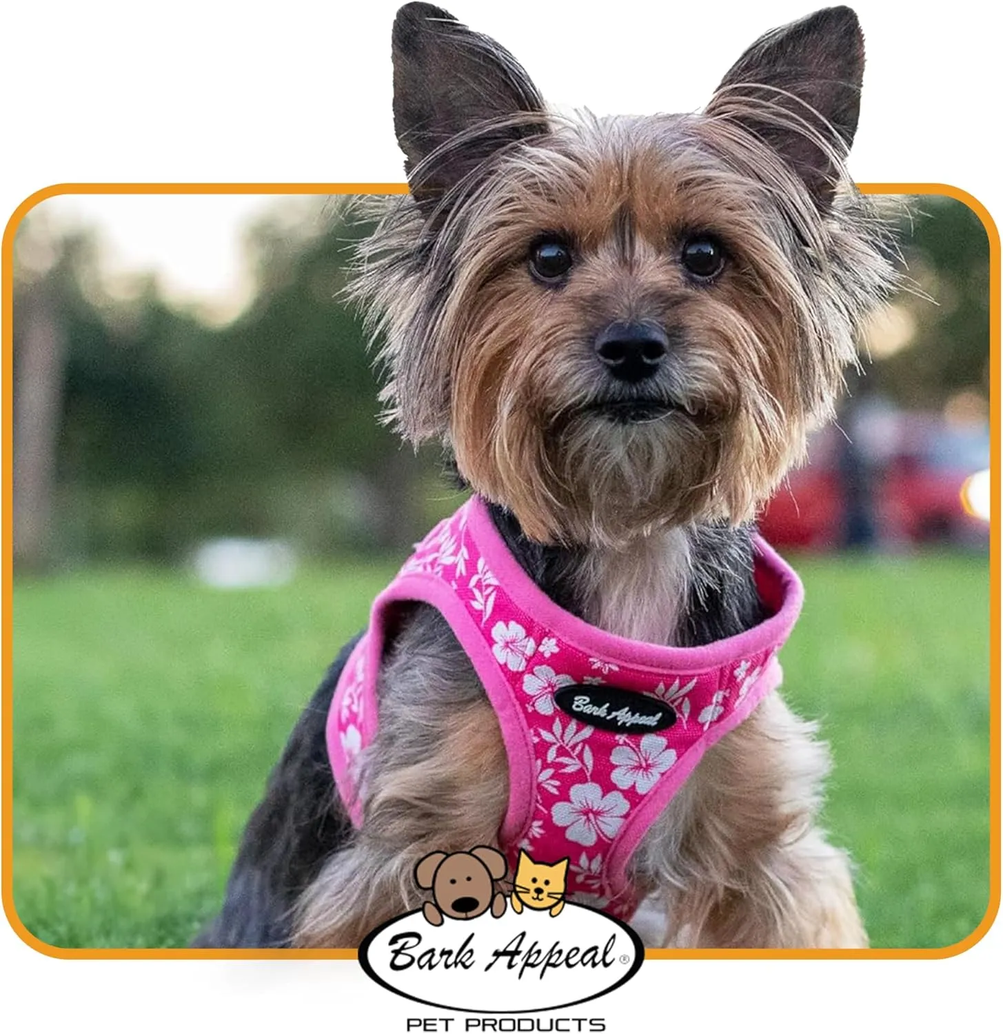 Bark Appeal Blue Hibiscus Step-in Dog Harness for Small-Medium Pets  Updated Sizing, Re-Measuring is Essential  Soft Vest Harness  Anti-Choke with Adjustable Strap & Heavy Duty Clip  M