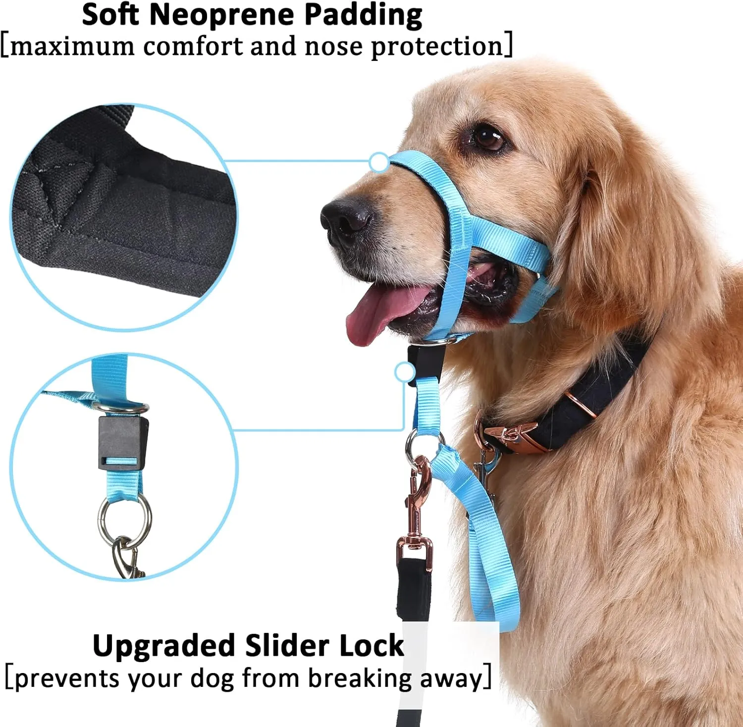 BARKLESS No-Pull Head Collar for Dogs Training & Walking Made Easy, Soft, Adjustable Dog Halter Harness with Safety Link- Put an End to Pulling on The Leash