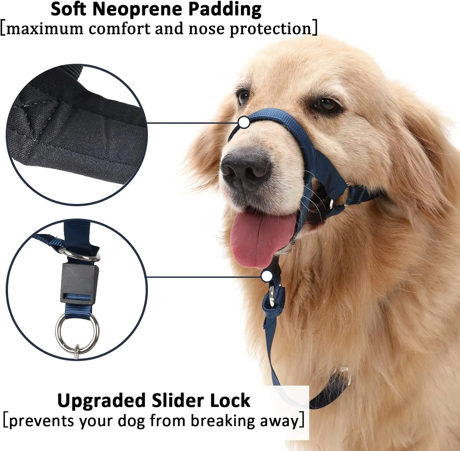 BARKLESS No-Pull Head Collar for Dogs Training & Walking Made Easy, Soft, Adjustable Dog Halter Harness with Safety Link- Put an End to Pulling on The Leash