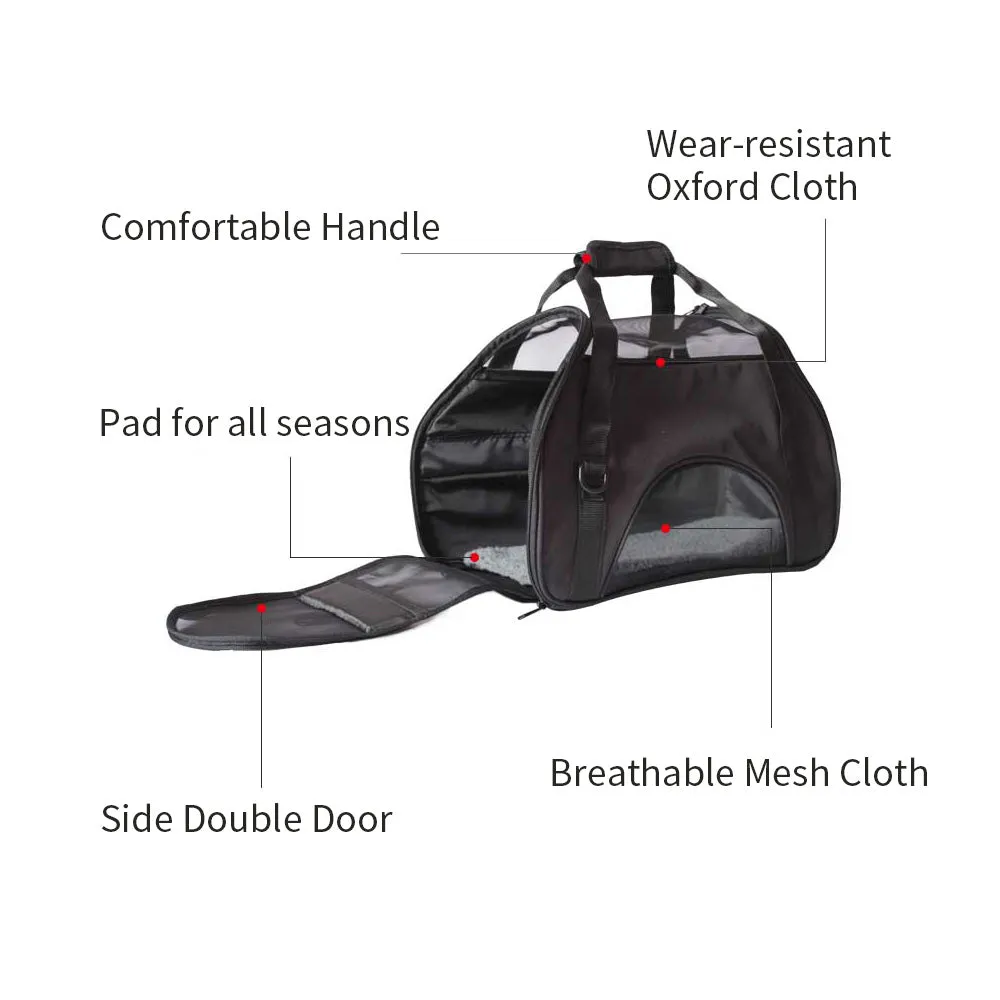 Black Portable Pet Carrier Tote Travel Bag Kennel Soft Dog Crate Cage Outdoor