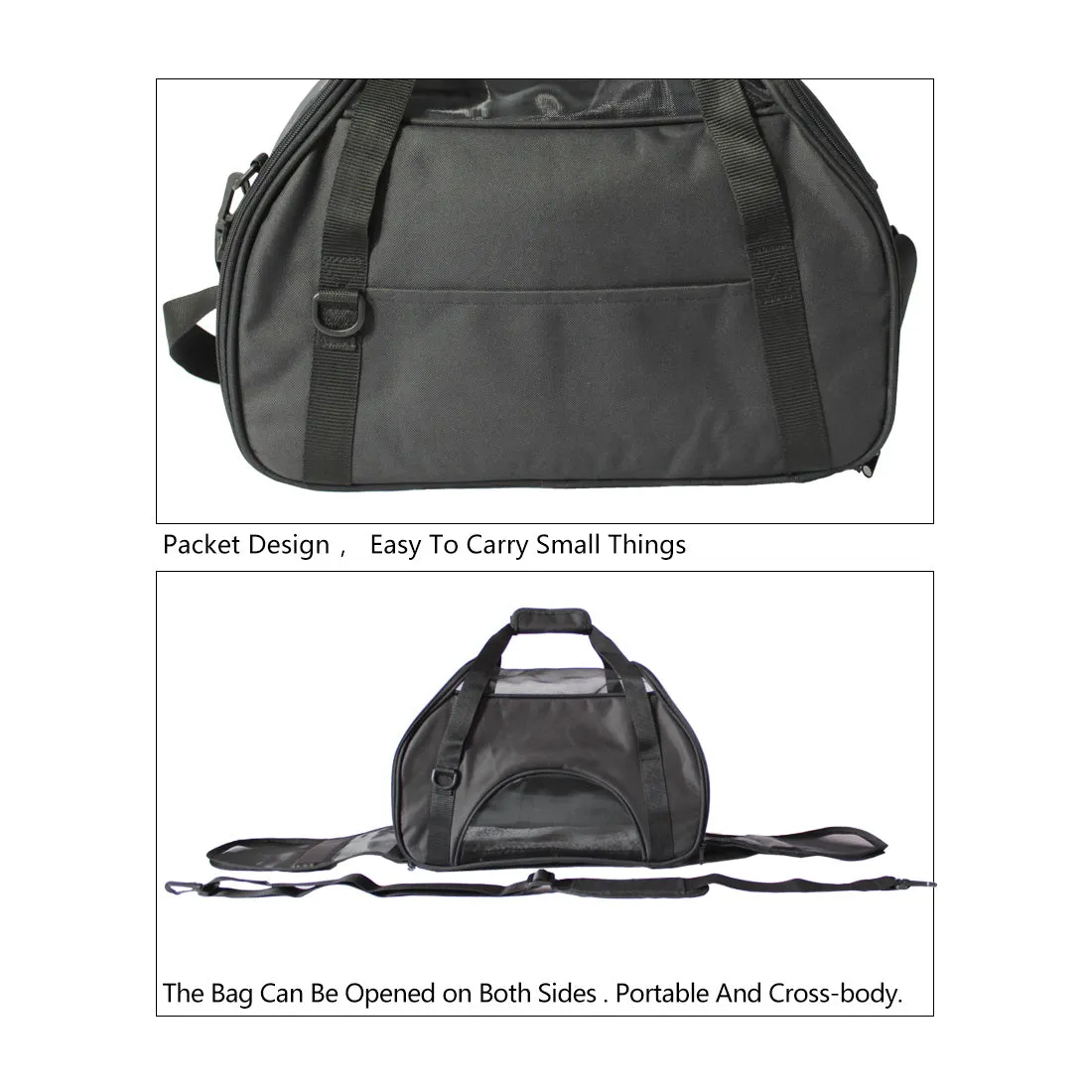 Black Portable Pet Carrier Tote Travel Bag Kennel Soft Dog Crate Cage Outdoor