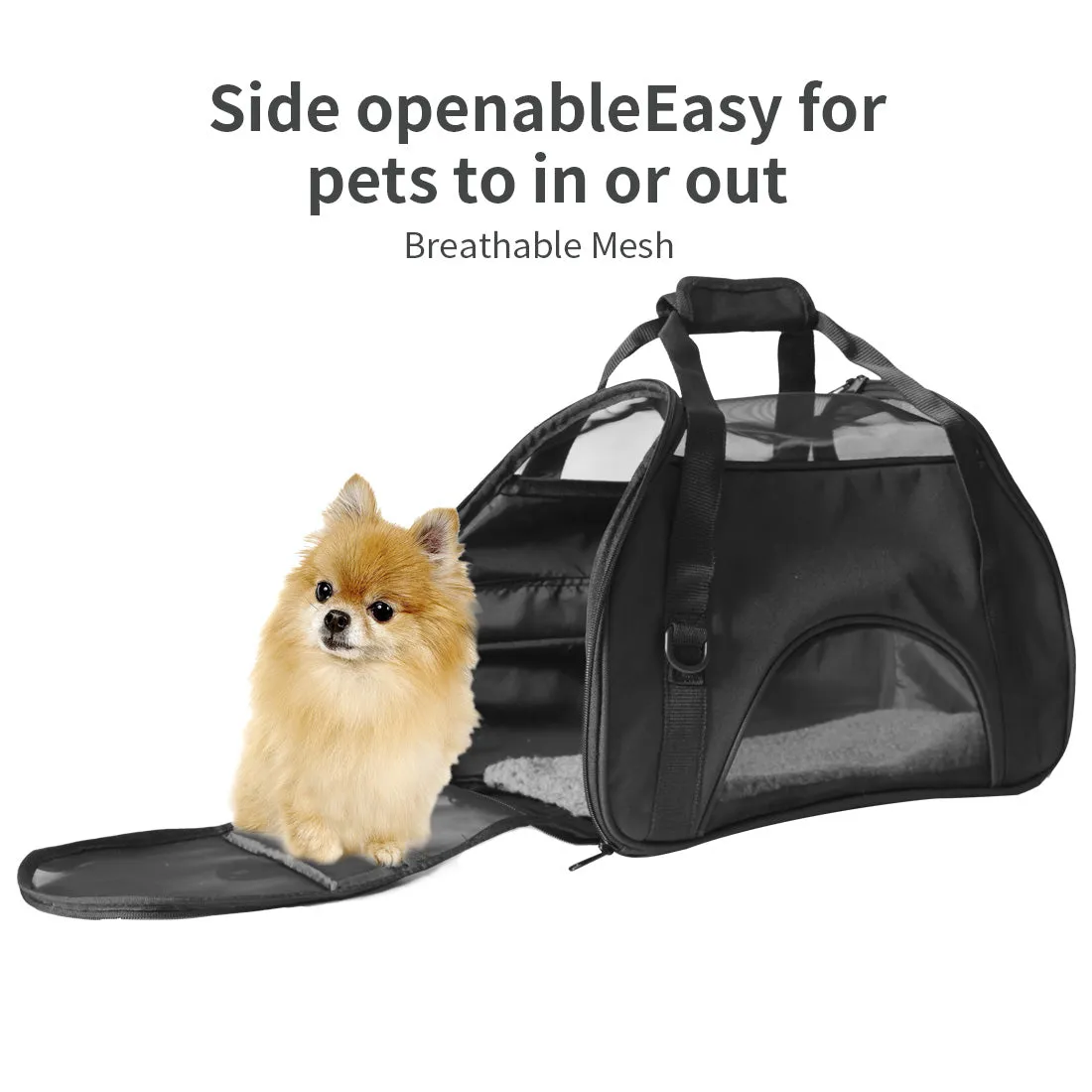 Black Portable Pet Carrier Tote Travel Bag Kennel Soft Dog Crate Cage Outdoor