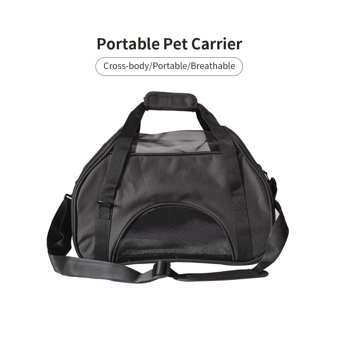 Black Portable Pet Carrier Tote Travel Bag Kennel Soft Dog Crate Cage Outdoor