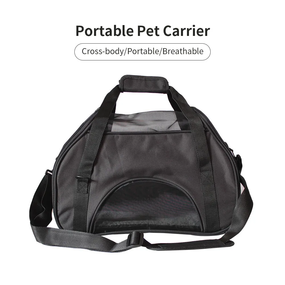 Black Portable Pet Carrier Tote Travel Bag Kennel Soft Dog Crate Cage Outdoor