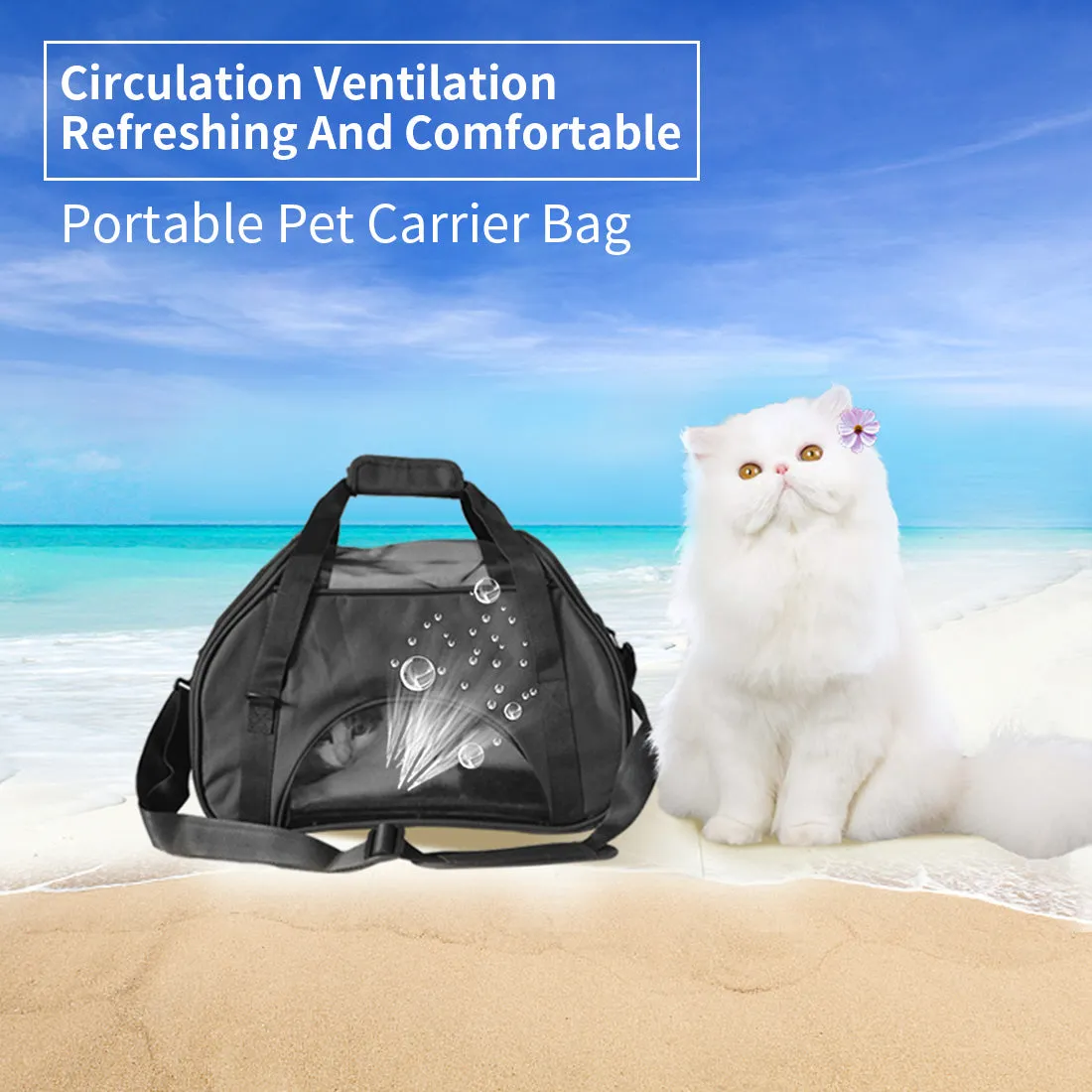 Black Portable Pet Carrier Tote Travel Bag Kennel Soft Dog Crate Cage Outdoor