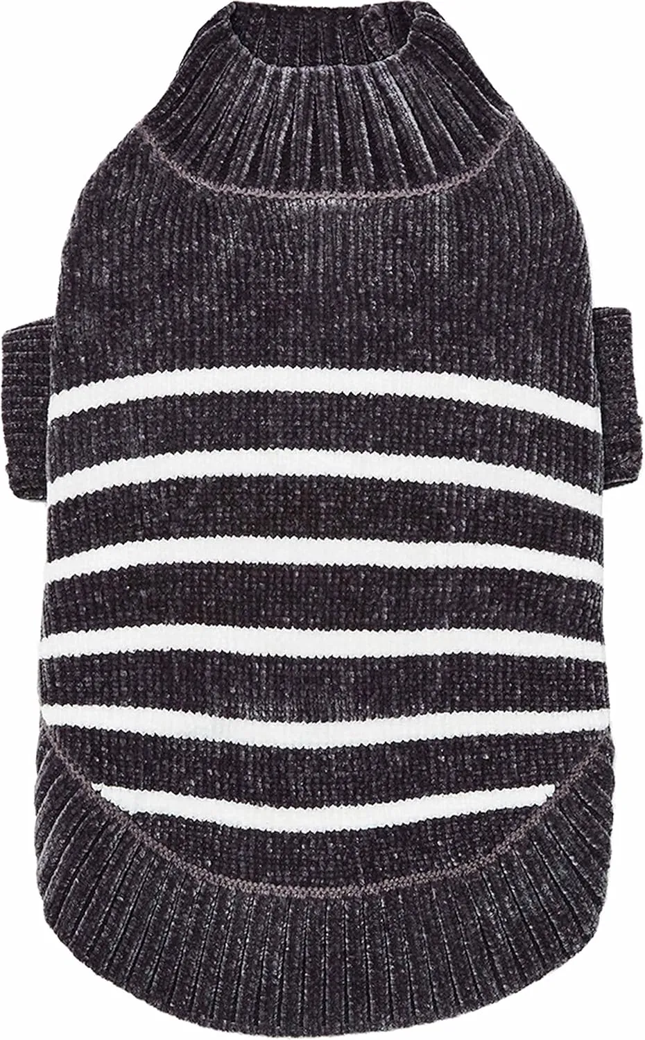 Blueberry Pet Cozy Soft Chenille Classy Striped Dog Sweater in Chic Grey, Back Length 12", Pack of 1 Clothes for Dogs