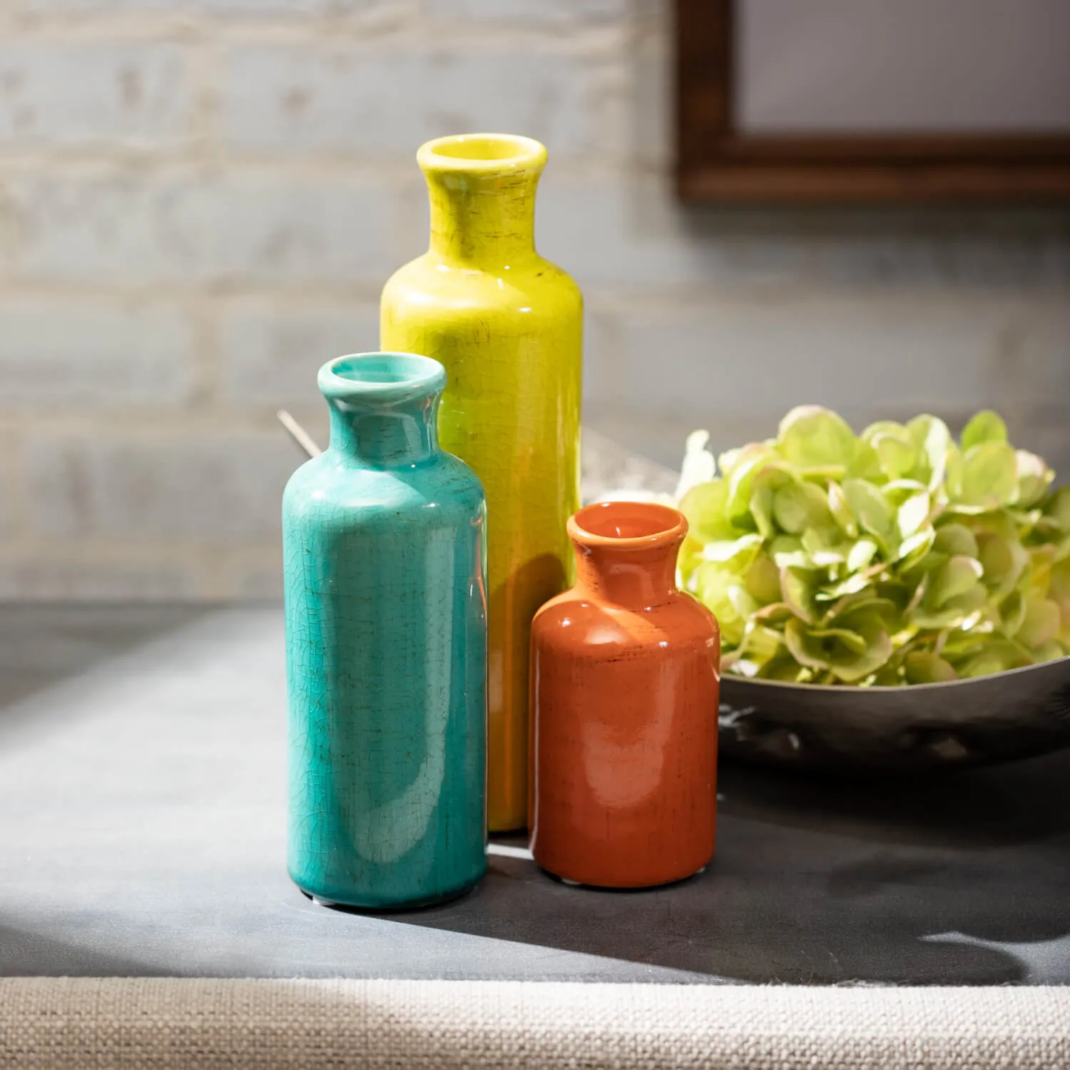 Bright And Colorful Bottle Vase, Set Of 3