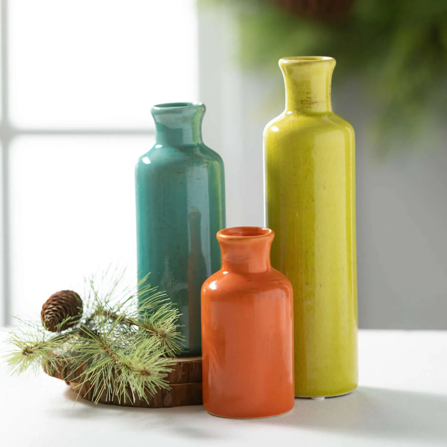 Bright And Colorful Bottle Vase, Set Of 3