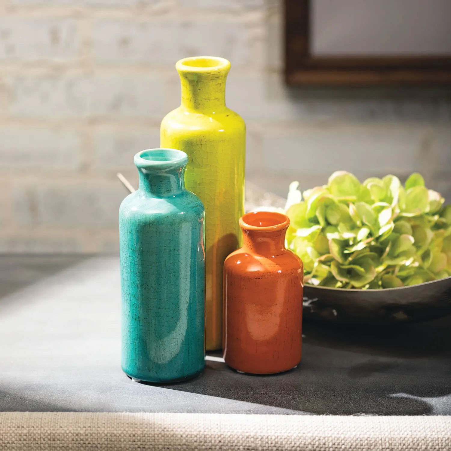 Bright And Colorful Bottle Vase, Set Of 3