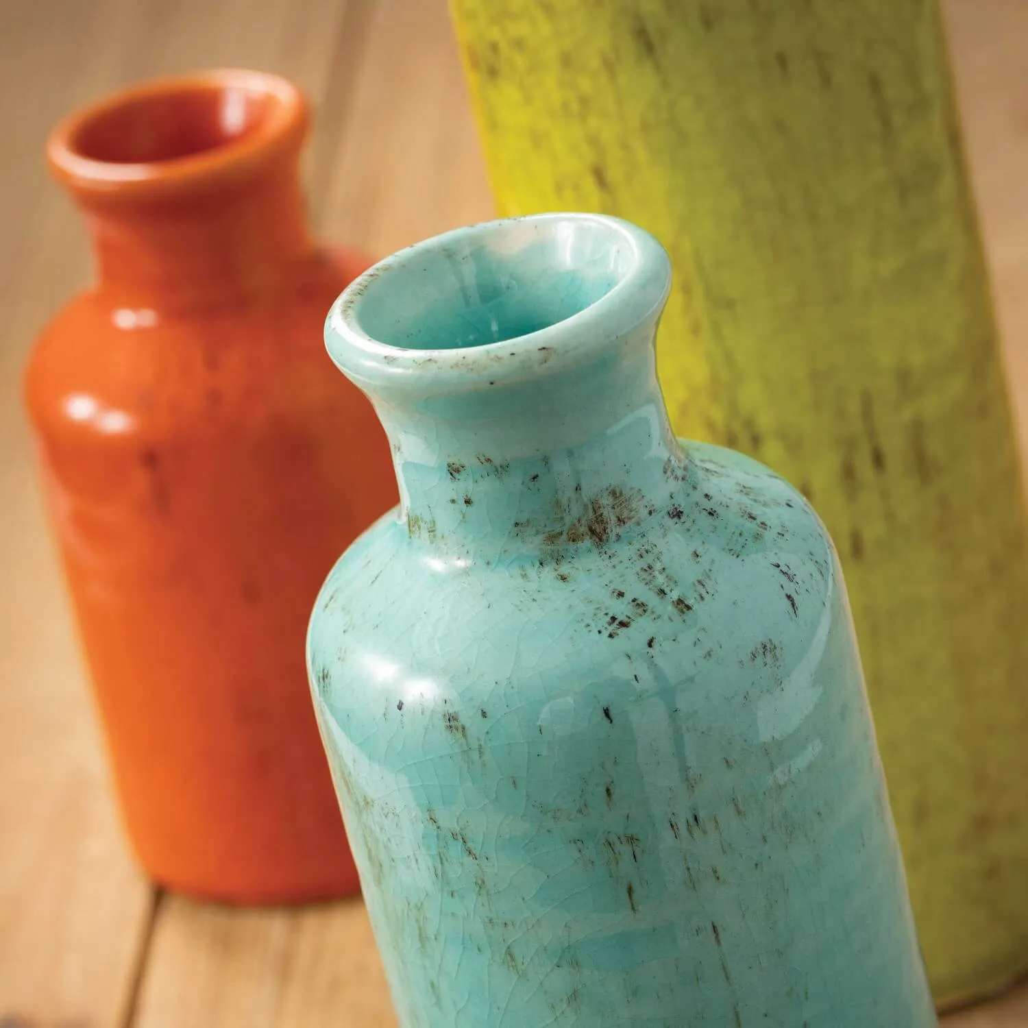 Bright And Colorful Bottle Vase, Set Of 3
