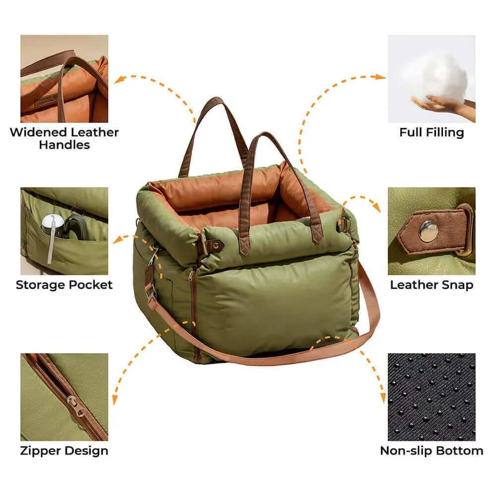 BRÉMIS Faux Leather Pet Travel Bed