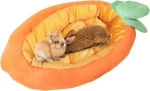 Bunny Bed, Rabbit Bed Carrot Shape, Soft & Machine Washable with Removable Cushion for Guinea Pig Chinchilla Squirrel Hedgehog and Other Small Animals (Carrot Shape)