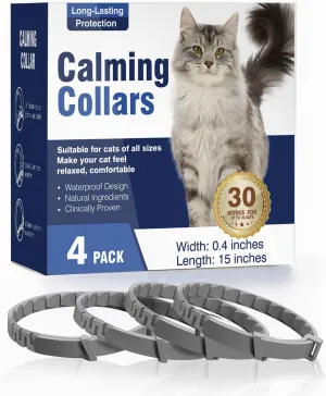 Calming Collar for Cats 4 Pack Cat Calming Collar Calming Cat Collar Relieve Stress and Anxiety Calming Collar Relax Cat Pheromone Collar Suitable for Small Medium and Large Cats Calming Cat Collars