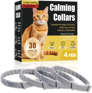 Calming Collar for Cats,Cat Pheromone Collar4-Pack,15-Inch Length-Adjustable, Cat Calming Collar Can Quickly Help Cats Overcome Anxiety,Stress Relief Time Lasts 30 Days Effective Grey