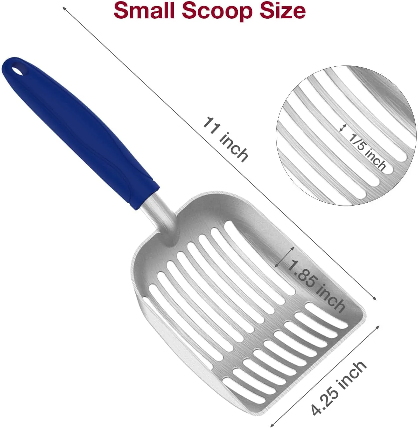 Cat Litter Scoop, Kitty Metal Scooper, Aluminum Alloy Sifter, Kitten Pooper Lifter, Deep Shovel, Long Handle, Poop Sifting, Durable, Heavy Duty, for Litter Box