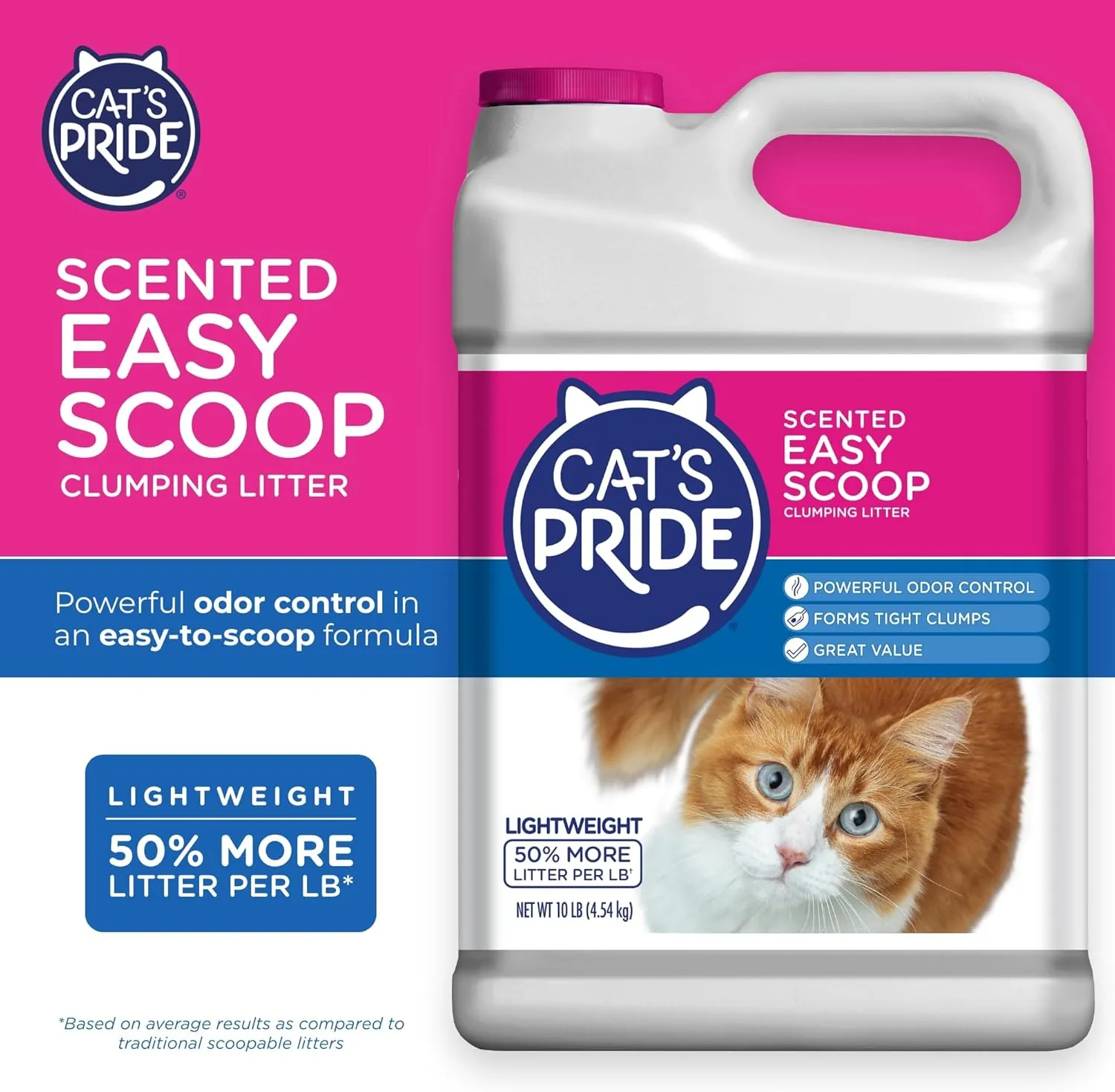 Cat's Pride Lightweight Clumping Litter: Flushable Easy Scoop - Powerful Odor Control - Scented, 10 Pounds
