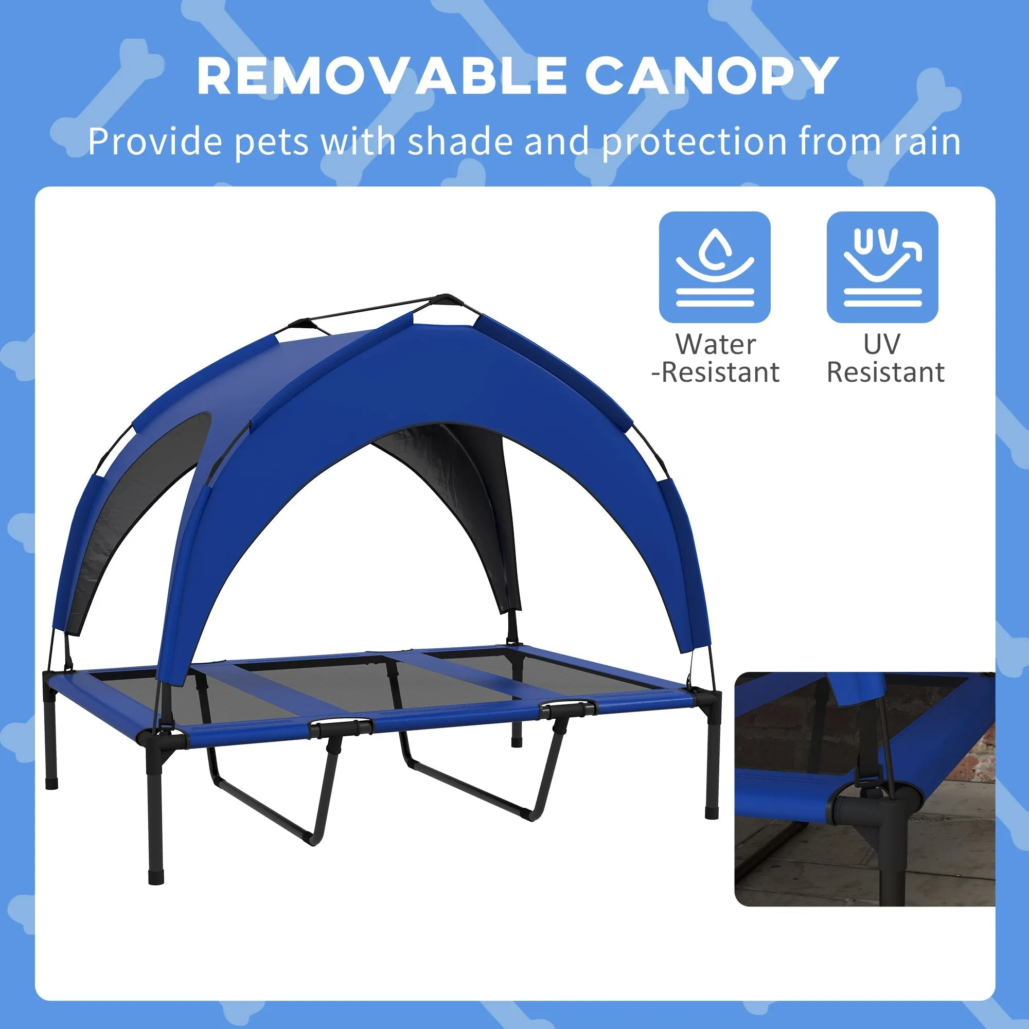 Cooling Raised Pet BedWith Washable Breathable Mesh for Large Dogs 106 x 76 x 94cm - Dark Blue