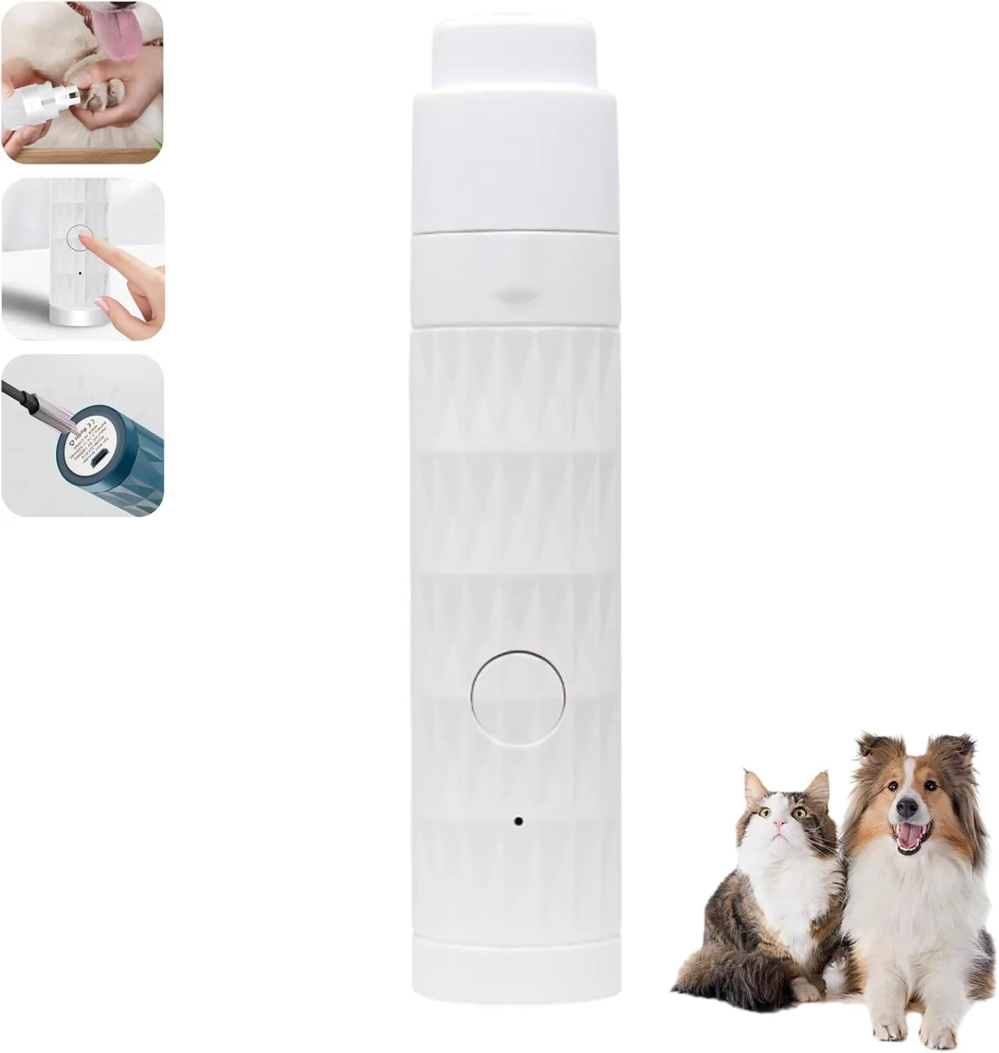 Dog Nail Grinder - USB Rechargeable - LED Light - Professional 2 Speed Electric Pet Nail Trimmer Painless Paws Grooming & Smoothing for Small Medium Large Dogs & Cats (White)