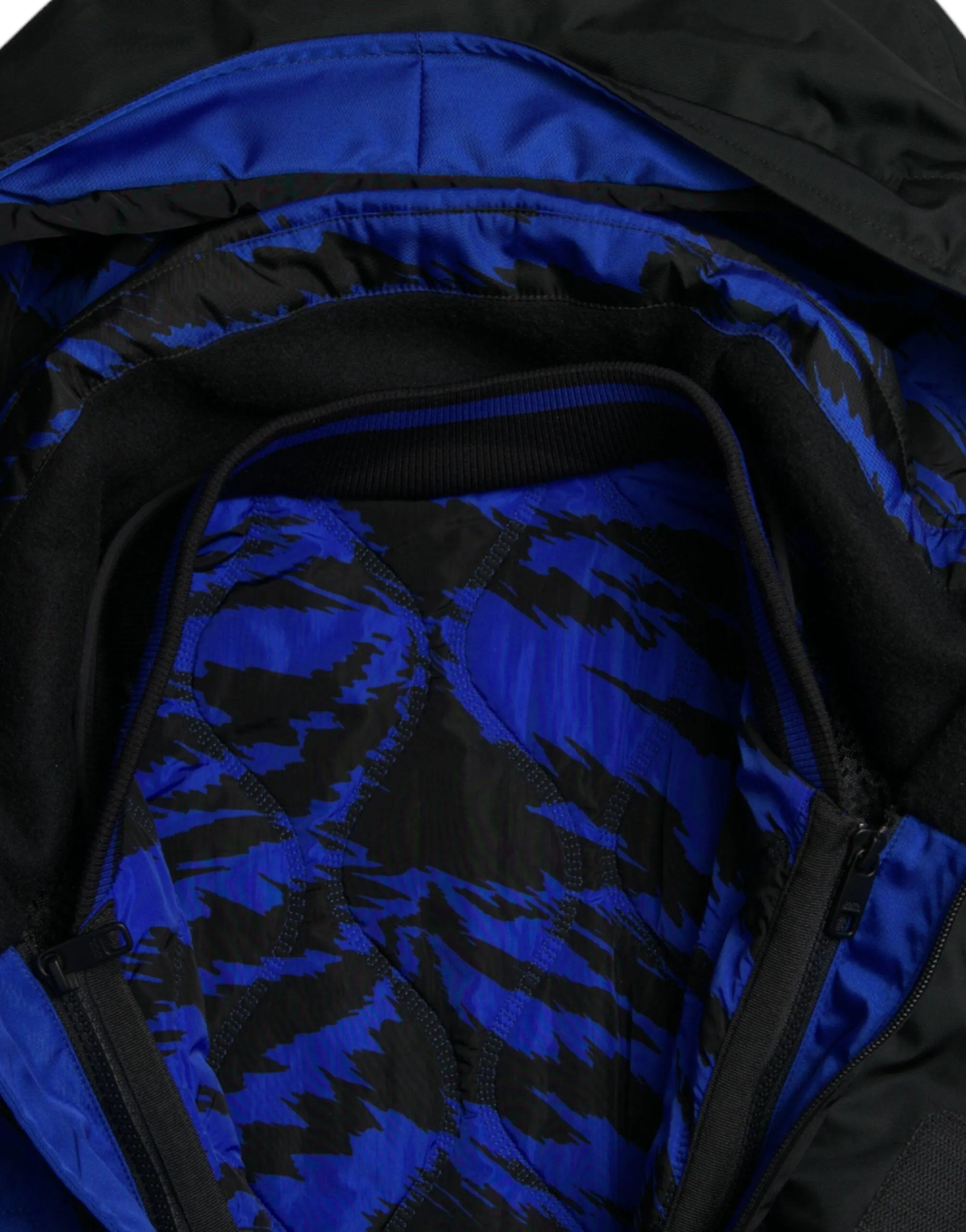 Dolce & Gabbana Black Blue Hooded Windbreaker Coat Jacket