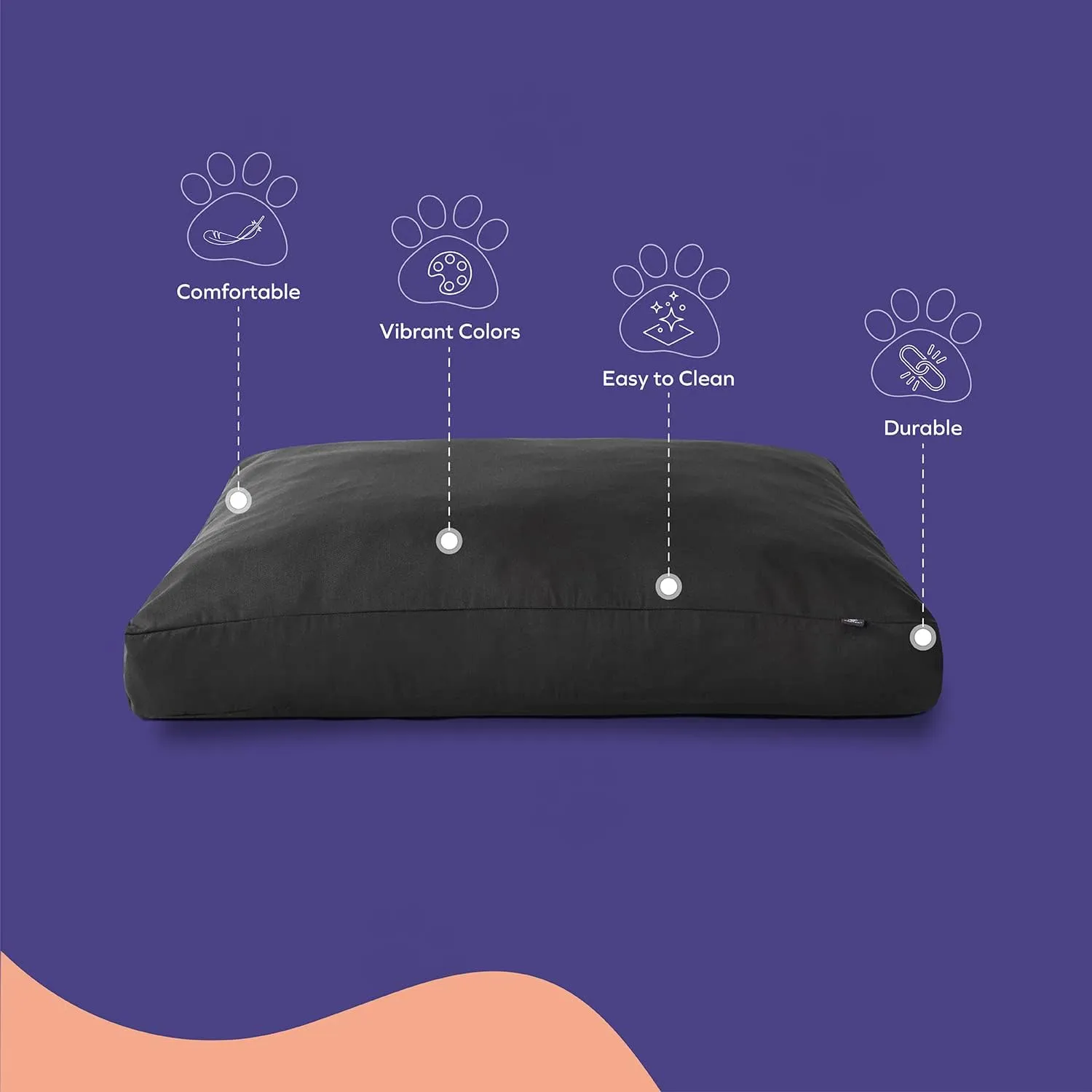Durable Dog Bed for Medium and Large Dogs with Removable Washable Cover Breathable and Comfy Heavy Duty Flat Tough Pet Bed Mat Rectangular - 36x27  Sleeping & Cushion  Black