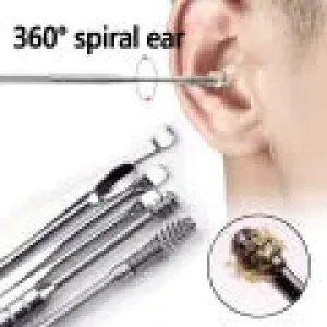 Ear Cleaning Kit 6 Pcs Ear Pick Tools, Wax Removal Kit, Ear Cleaning Tool Set, Spring Earwax Cleaner Tool for Children and Adult Multicolor