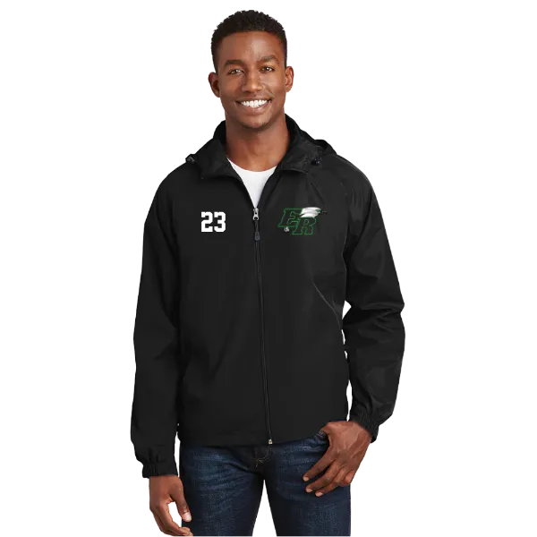 ERHS Girl's Black Hooded Windbreaker