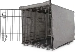 EveryYay Happy Place Grey Blackout Dog Crate Cover 31" L X 20" W X 19.5" H