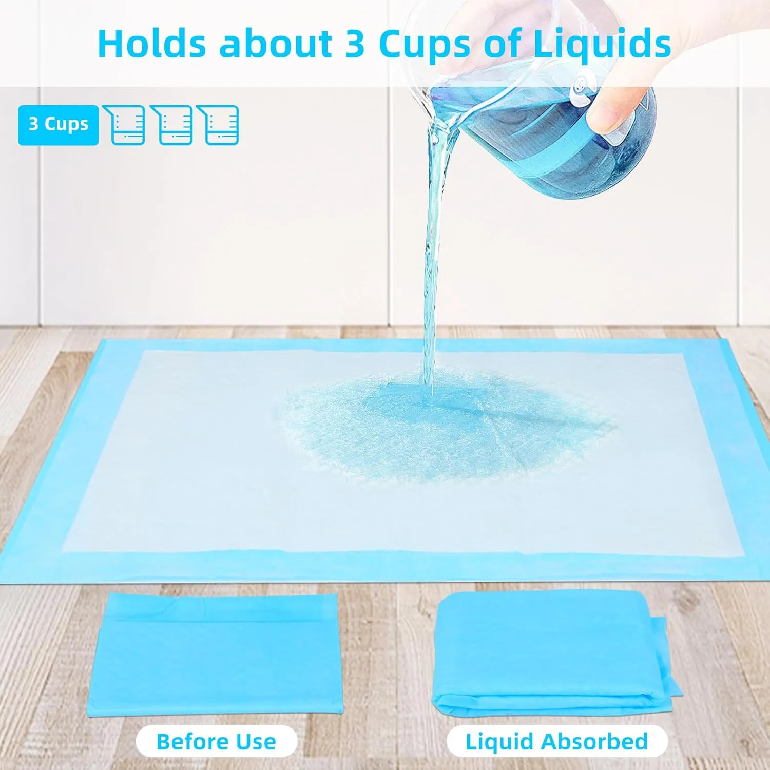 FluffyDream Super Absorbent Waterproof Dog and Puppy Pet Training Pad, Housebreaking Pet Pad,Blue (23.6"x35.4"(60PCS))