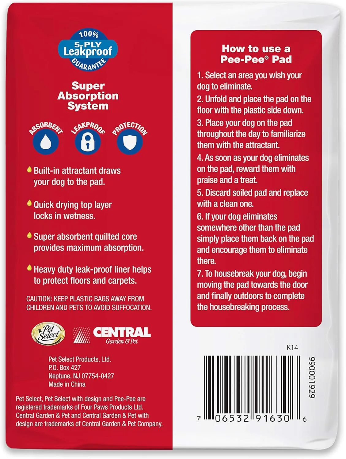 Four Paws Pet Select Pee Pee Pads for Dogs and Puppies 30 Count Standard: 22" x 22"