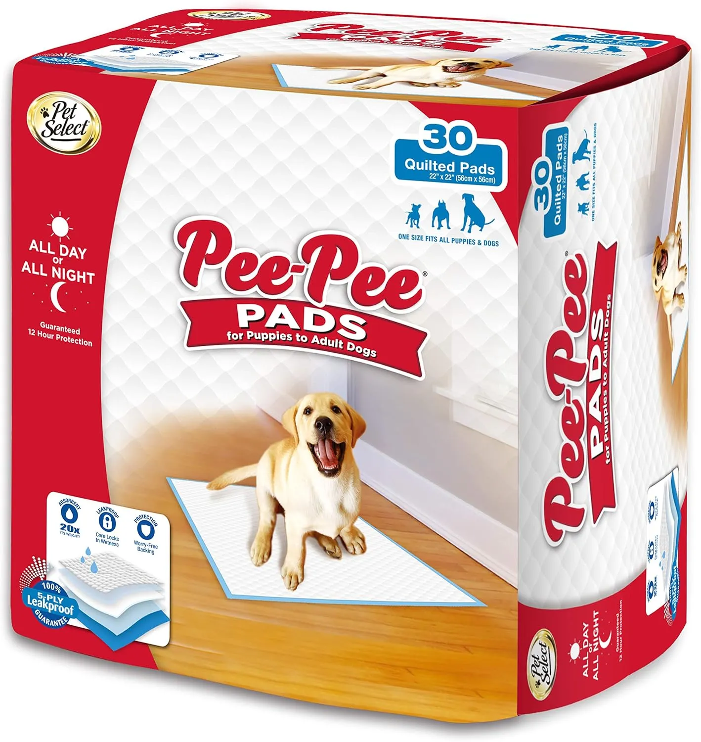 Four Paws Pet Select Pee Pee Pads for Dogs and Puppies 30 Count Standard: 22" x 22"