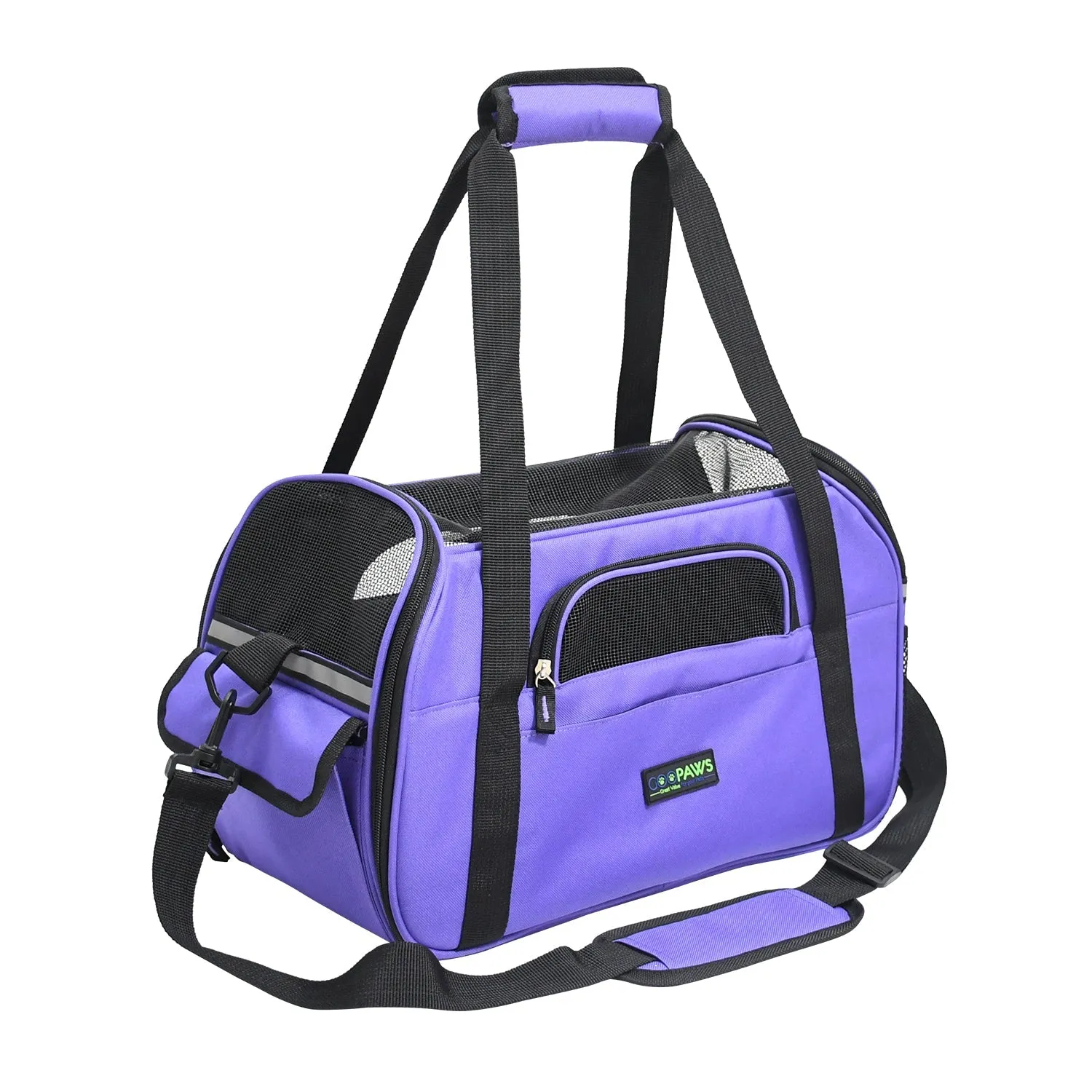 GOOPAWS Soft Sided Small Dog Carrier Comfort for Travel, Purple, 17"