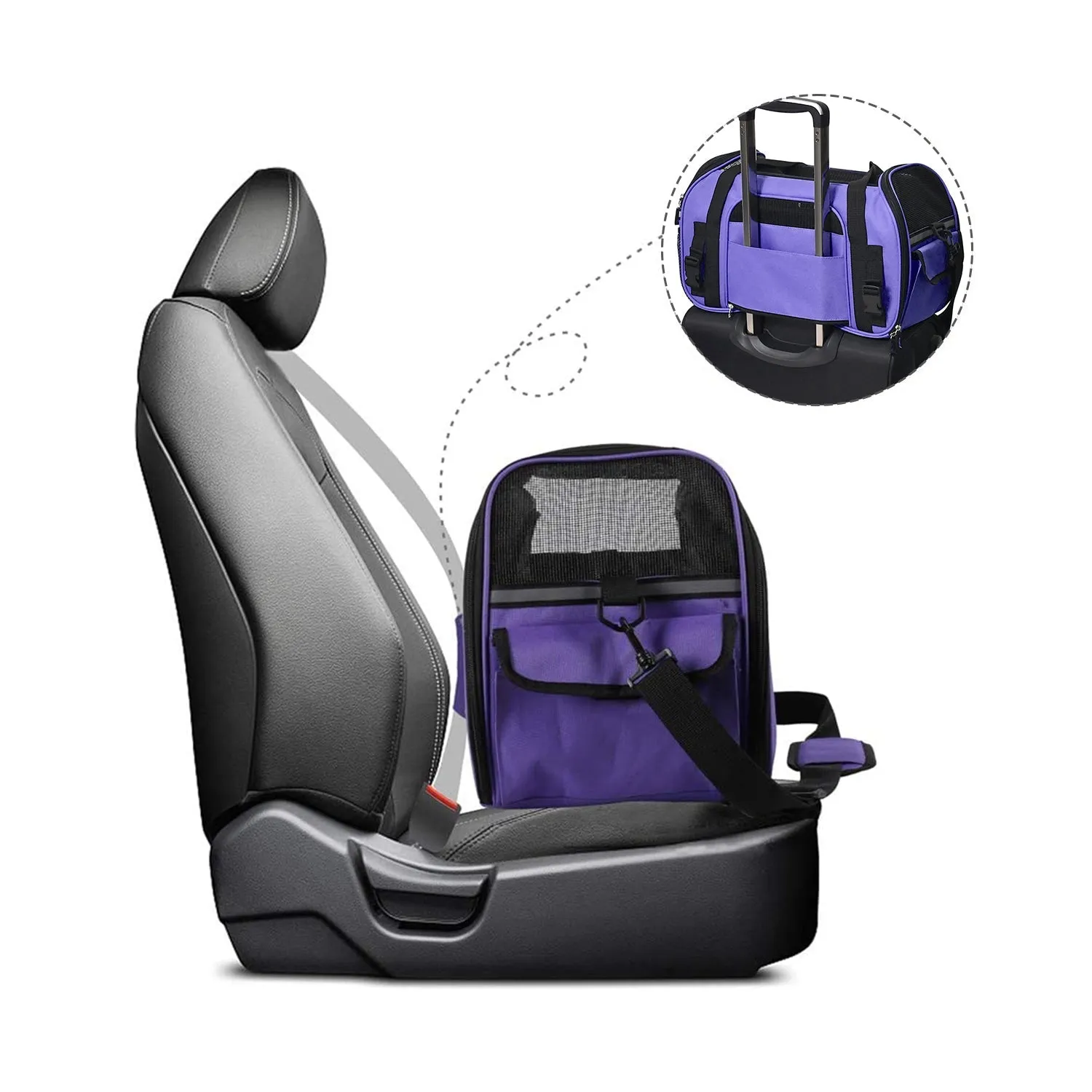 GOOPAWS Soft Sided Small Dog Carrier Comfort for Travel, Purple, 17"
