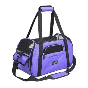 GOOPAWS Soft Sided Small Dog Carrier Comfort for Travel, Purple, 17"